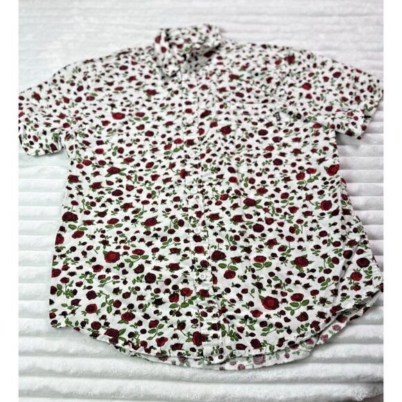 WXYZ Other - WXYZ Short Sleeve Button Up White W/ Red Roses Men's Med Shirt